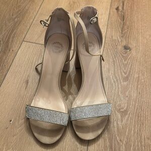 Nude Rhinestone Heeled Sandals